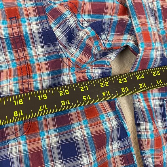 Duluth Men's Shirt M Relaxed Fit Red/Blue Plaid Button-Up - Picture 4 of 10